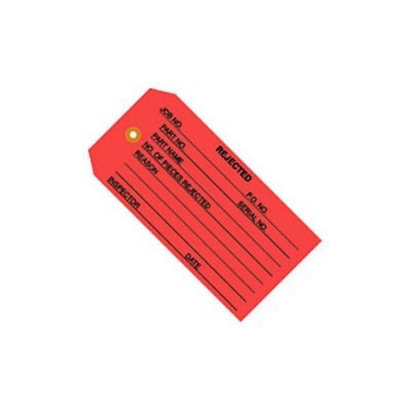 The Packaging Wholesalers Inspection Tags, "Rejected", #5, 4-3/4"L x 2-3/8"W, Red, 1000/Pack G20031